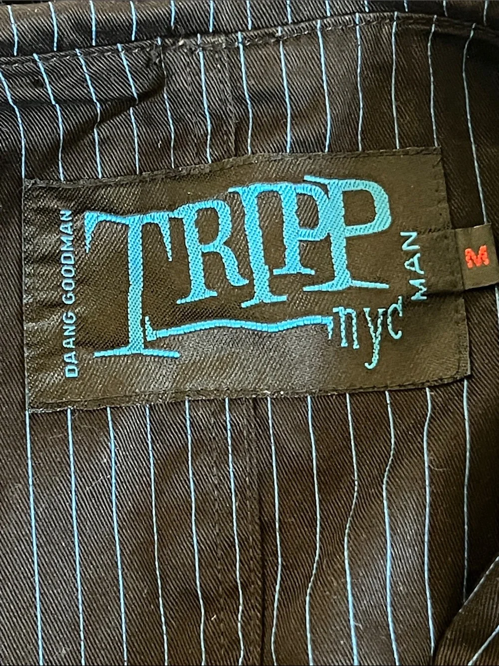 Tripp NYC Navy Blue Pinstripe Cotton Blazer Goth Y2K Grunge Jacket M